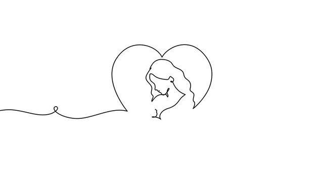 Continuous one-line illustration of breastfeeding mother cradling baby. Minimalist sketch depicts nurturing bond, motherhood love, and natural feeding in elegant outline art form.