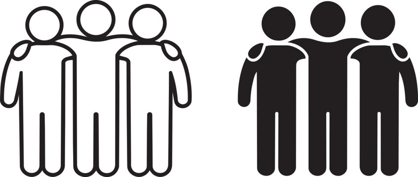 friends hugging and teamwork icons set vector illustration