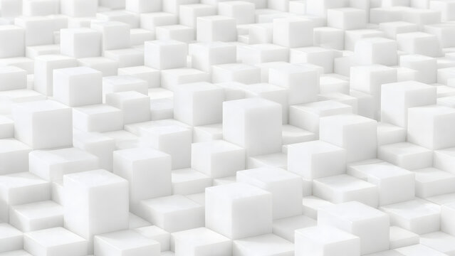 Abstract 3D white cubes background pattern texture