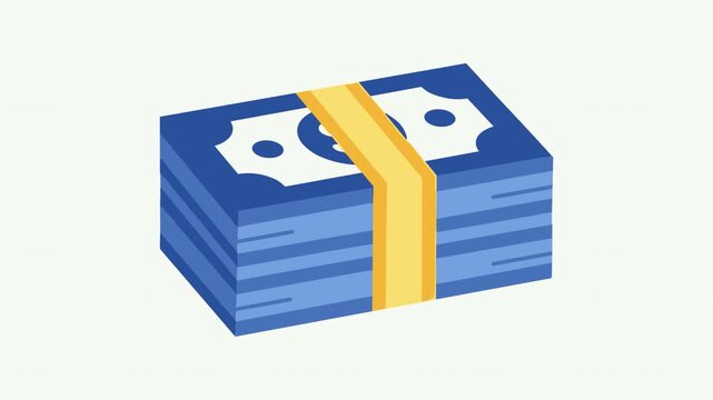 Stack of paper dollar banknotes bound with strap vector illustration isolated on white background for financial, banking, wealth, and currency concept.
