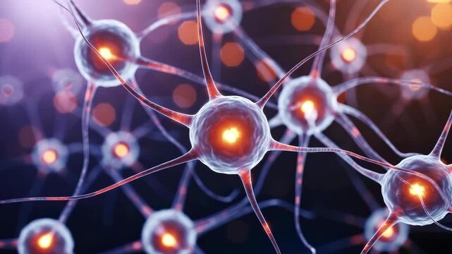 Neural network animation 3 d rendering glowing connections brain cells connecting scientific