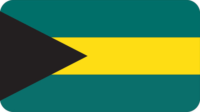 Printbahamas national flag with black triangle and aqua yellow horizontal stripes