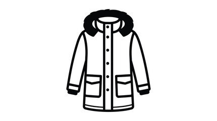 A winter parka with a fur trimmed hood is shown as a silhouette © MdRakib