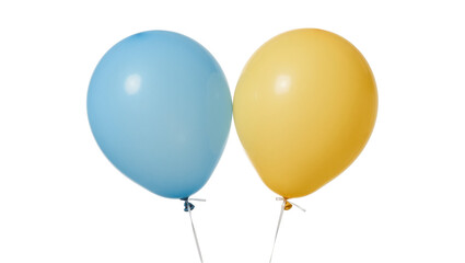 Two round balloons one blue and one yellow, floating and isolated on transparent background © Michael
