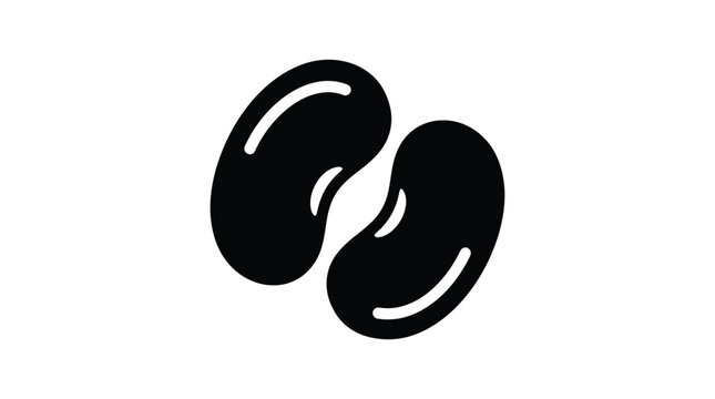 Two kidney beans depicted as a black silhouette against a white background
