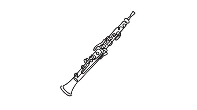 elegant oboe vector icon, continuous line art illustration for music education continuous line art vector icon