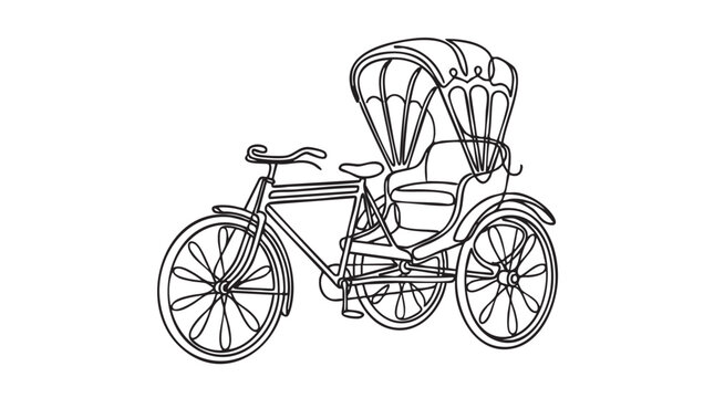 elegant rickshaw vector icon, continuous line art illustration continuous line continuous line art vector icon