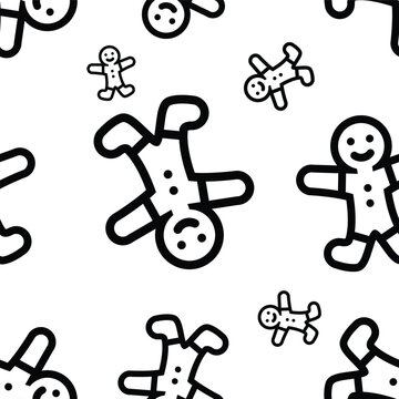 Christmas gingerbread man Large and Small Seamless Pattern