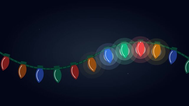 Christmas lights string Light bulb garland. Seamless loop.
