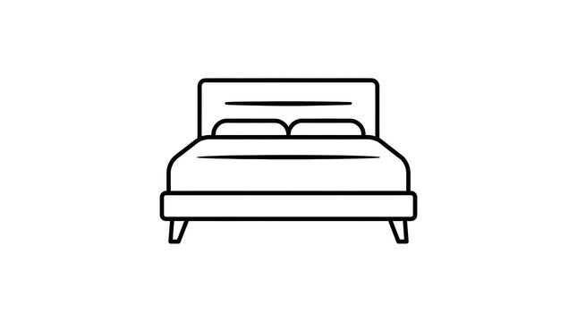 Minimalist bed with pillows on simple background