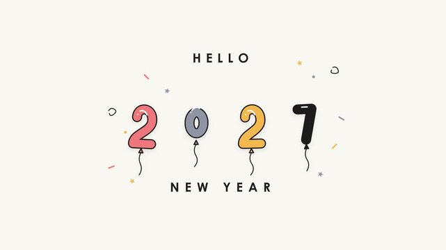Colorful Balloon Numbers Hello 2027 New Year Celebration Greeting Illustration on Light Background