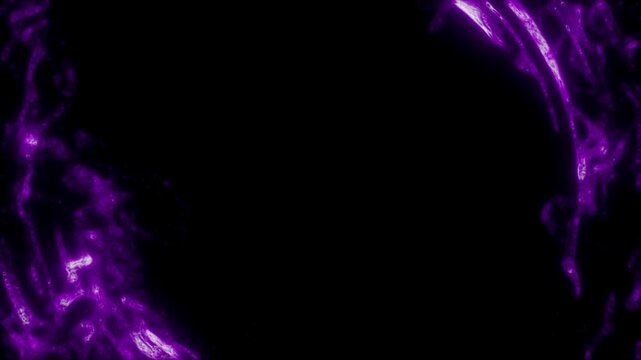 Abstract realistic purple plasma energy vortex frame, glowing violet portal aura transparent 4K light overlay video asset