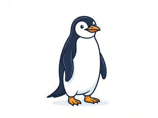 Obraz premium Cute cartoon penguin vector illustration on white background