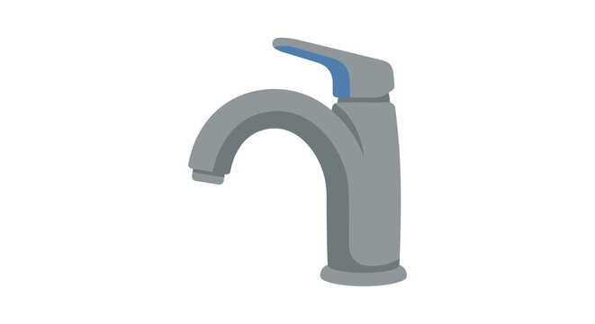 Modern bathroom faucet with blue accents is displayed on a white background