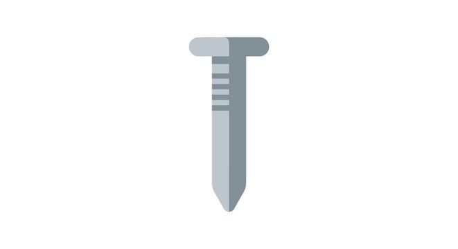 Gray metal nail with a flat head is presented on a white background