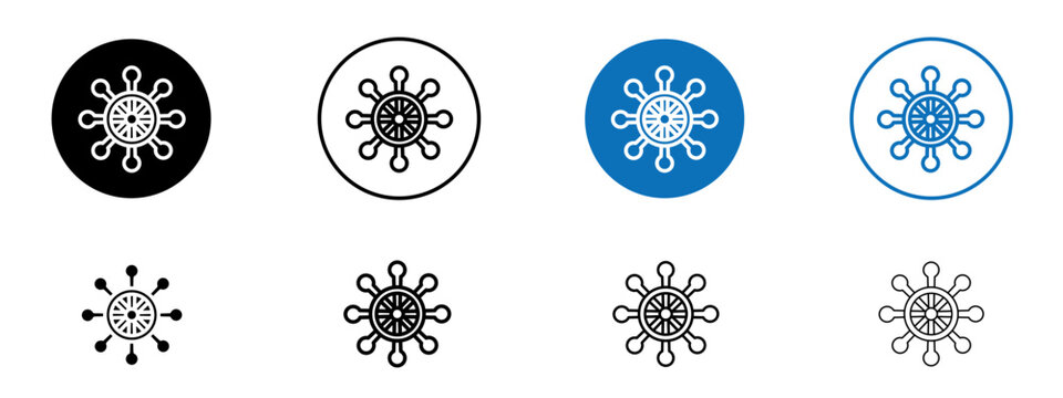 Ship wheel icon flat outline in black