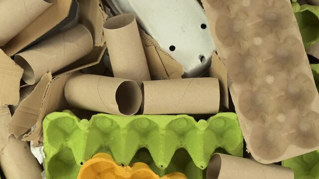 Paper and cardboard waste collected for recycling, top view	
