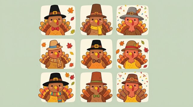 A charming collection of handmade thanksgiving crafts featuring children dressed as pilgrims and native americans