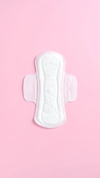 White Sanitary Napkin with Wings on Pink Background Feminine Hygiene Concept