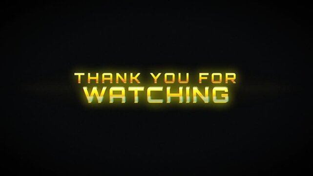 Animated Thank You For Watching Motion Graphics Overlay With Glowing Golden Digital Typography Effects