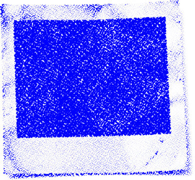 Halftone stipple dotted grunge retro transparent blue frame