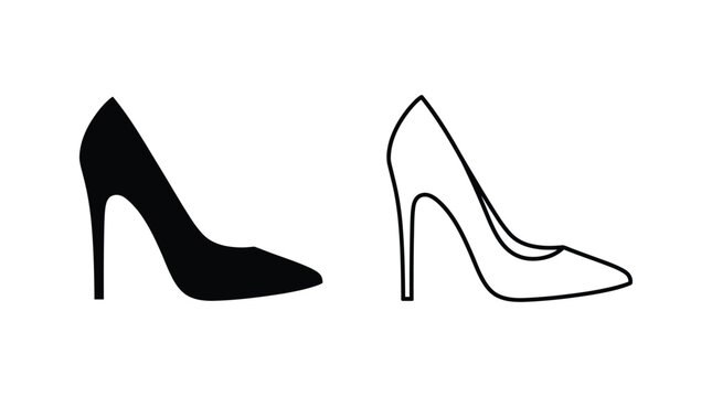 High heeled shoe outlines presented as a black silhouette