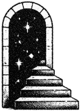 Halftone stipple dotted retro grunge transparent creative ladder and shapes design