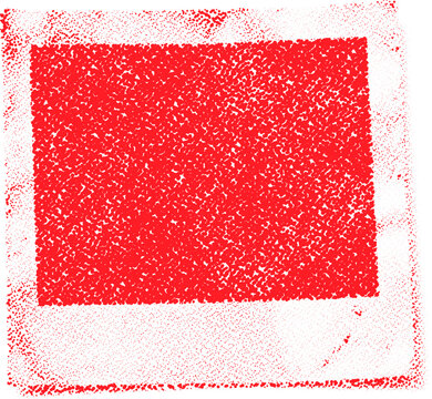 Halftone stipple red square grunge pattern with retro dotted texture and transparent background