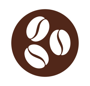 Coffee bean icon. Coffe grain seed for cafe. Black, brown, green icon isolated on white background. Simple graphic pattern. Symbol espresso, cappuccino. Abstract element drink. Vector illustration