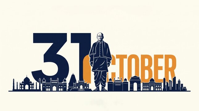 National Unity Day graphic with Sardar Patel statue and India skyline