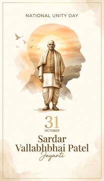 Sardar Vallabhbhai Patel illustration for National Unity Day poster