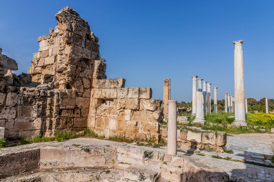 Frigidarium (cold room) of a colonnaded gymnasium in Salamis ancient city, Northern Cyprus