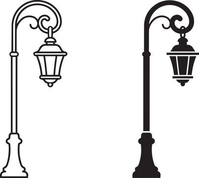 Two vintage street lamp icons