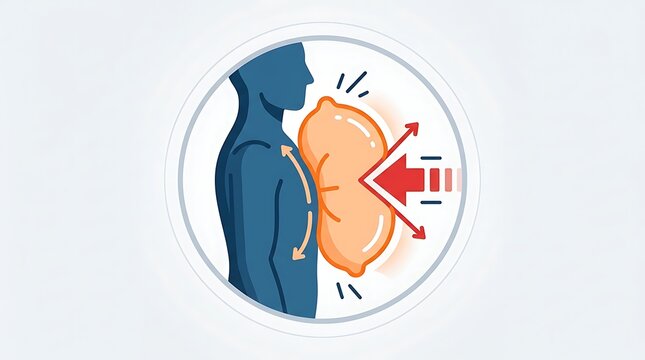 Stomach bloating and abdominal pressure illustration