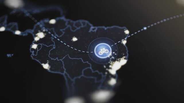 South American cycling map traces connected service paths