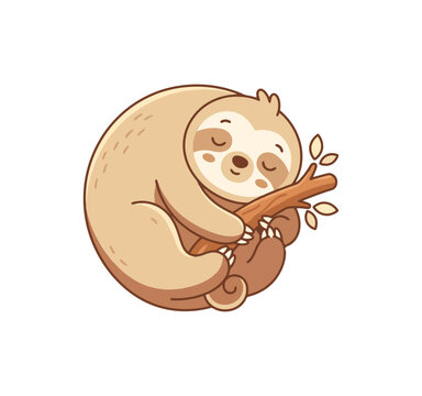 Cute sloth sleeping