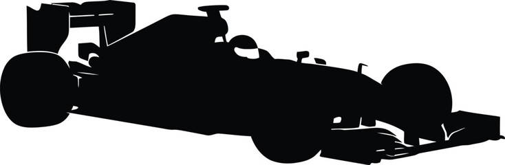 Fototapeta premium Detailed black silhouette of a modern formula one racing car side view vector illustration