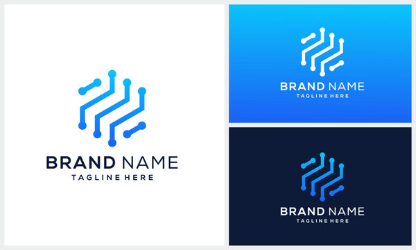 Minimalist letter S digital data for technology logo design