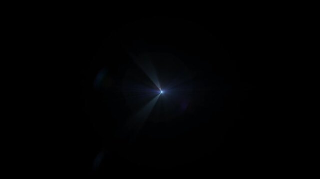 optical light ray loop animation on black screen. Sun rays view, sun spotlight glowing burst concept. optical light beams on black background.
