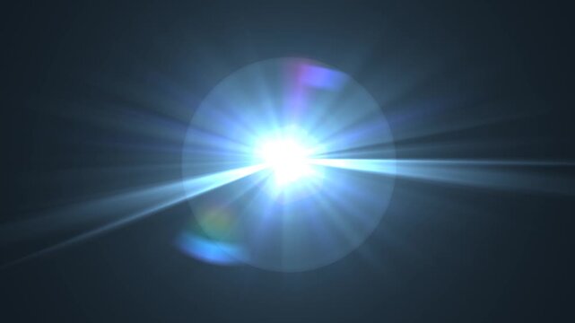 optical light ray loop animation on black screen. Sun rays view, sun spotlight glowing burst concept. optical light beams on black background.