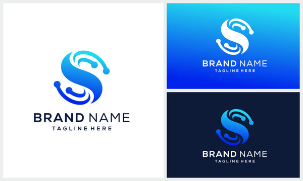 Initial letter S with technology logo design inspiration
