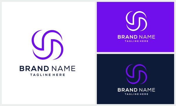 Simple letter S with circle roud logo design template