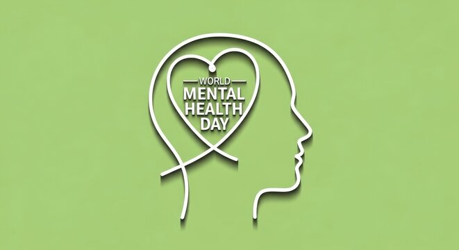 World mental health day vector with heart in head