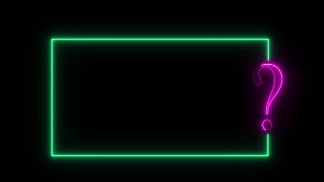 neon sign light Question mark . Quiz trivia game competition. Glowing large advertisement in concept on transparent background.4k motion video