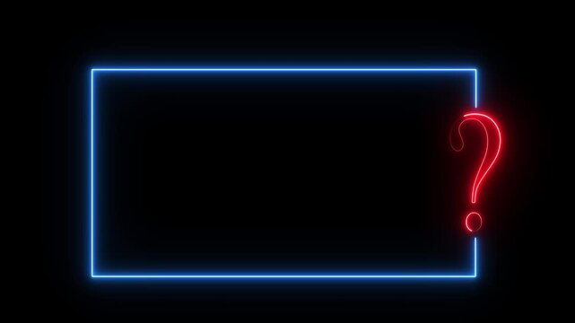 neon sign light Question mark . Quiz trivia game competition. Glowing large advertisement in concept on transparent background.4k motion video