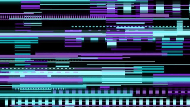Cyan and purple scanline glitch overlay with retro video noise