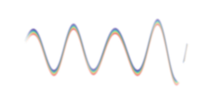 Sinusoidal rainbow gradient wave shape on a white background isolated