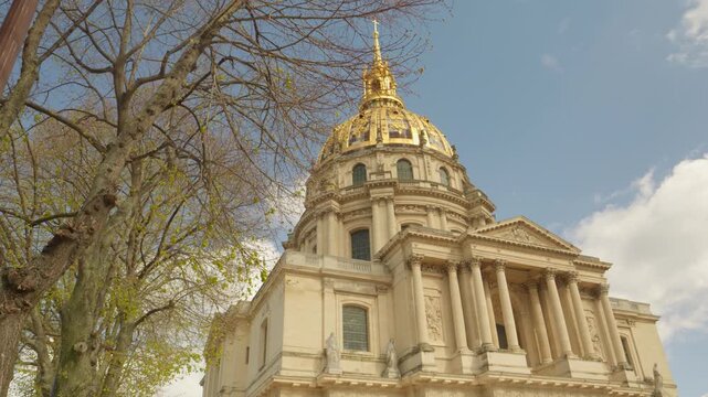 Golden Dome of Les Invalides with Historic Baroque Architecture in Paris, France
