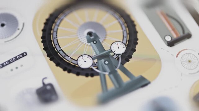Wheel truing stand displays paired measurement gauges