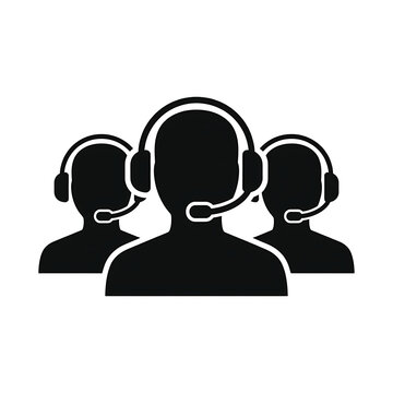 Three customer service representatives wearing headsets in a professional call center setting